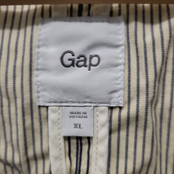 Gap Shacket Women's XL Cream Beige & Black Pinstripe - Picture 2 of 5